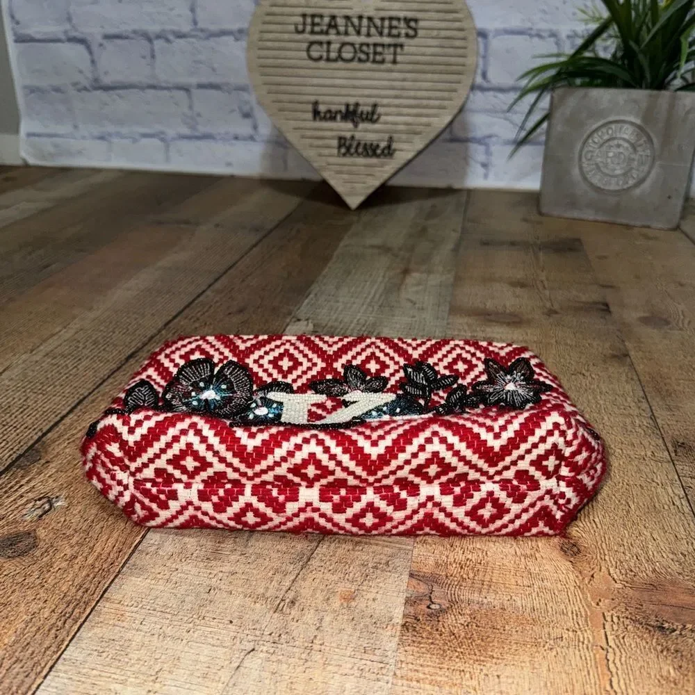 Kareena’s Monogram K Beaded/Embroidered Zipper Pouch